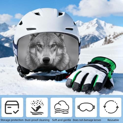 HUANYO 2 Pack Ski Goggles Protective Cover, Anti-Scratch Lens Protection with Wolf & Snow Leopard Design, Skiing Accessories Equipment — view 3