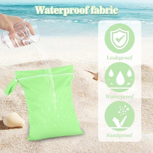 Yilnlg 2Pcs Travel Laundry Bags, 40 × 30cm Waterproof Bags for Swimming, Dirty Clothes Bag for Traveling, Nappy Bags with Zipper, Lightweight Wet Dry Bag (Yellow & Green) — view 3