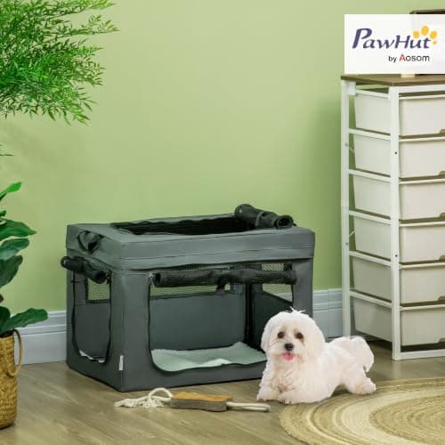 PawHut Pet Carrier Soft Dog Crate for Miniature Dogs 60 x 42 x 42 cm Grey — view 2
