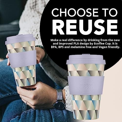 Ecoffee Cup 14oz 400ml Reusable Eco-Friendly 100% Plant Based Coffee Cup with Silicone Lid & Sleeve - Melamine Free & Biodegradable Dishwasher/Microwave Safe Travel Mug, Shandor the Magnificent — view 3