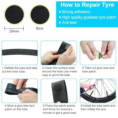 CHUMXINY Bike Repair Kit, 16-in-1 Bike Repair Tool, 120Psi Mini Bicycle Pump, Tire Patch Kit for Mountain and Road Bikes — view 6