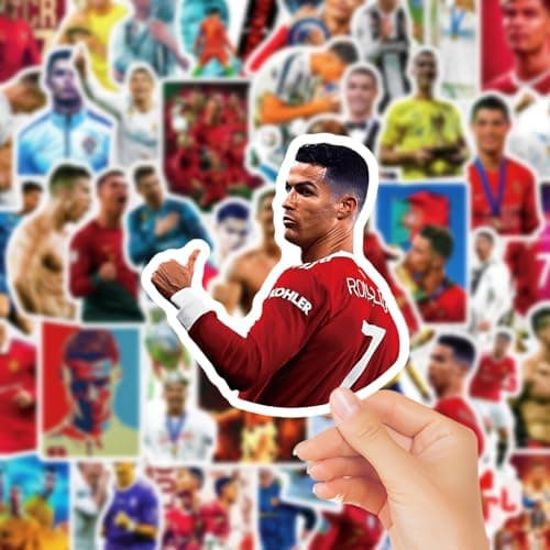 50Pcs Football Star Stickers, Soccer Player(C) Stickers, Vinyl Waterproof Graffiti Decals for Laptop Skateboard Travel Case, Teens and Adults — view 3