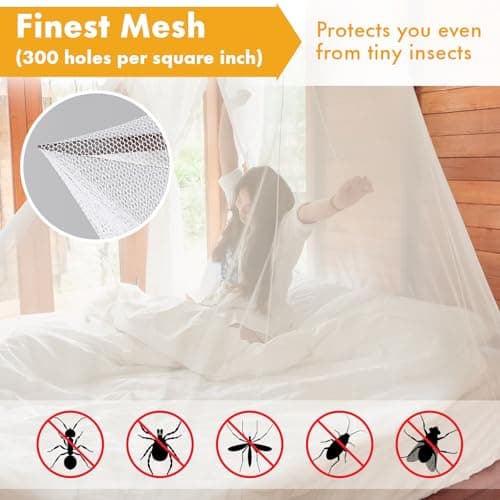 Twinkle Star Travel Mosquito Net for Bed with Hanging Rope, Foldable Fine Mesh Bug Net for Single & Double Bed, Camping Outdoor with Carry Bag — view 3