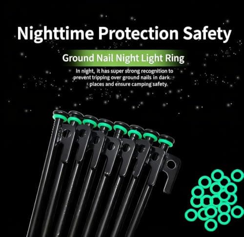 100PCS Tent Stake Rings, Glow In Dark Places,Outdoor Camping And Picnic Accessories,Green Silicone Fluorescent Tent Nail Rings,Suitable For Tent Stakes And Camping Nails — view 6