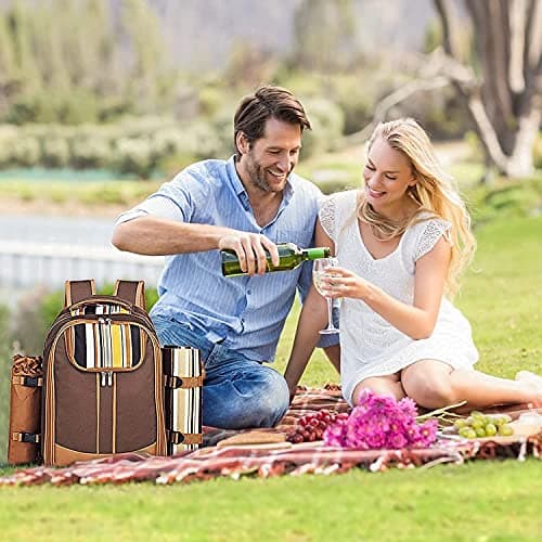 Hap Tim luxury 4 Person Picnic Backpack Picnic Rucksack Bag Hamper with Insulated Cooler Compartment includes Tableware & Fleece Blanket(EU3065) — view 6