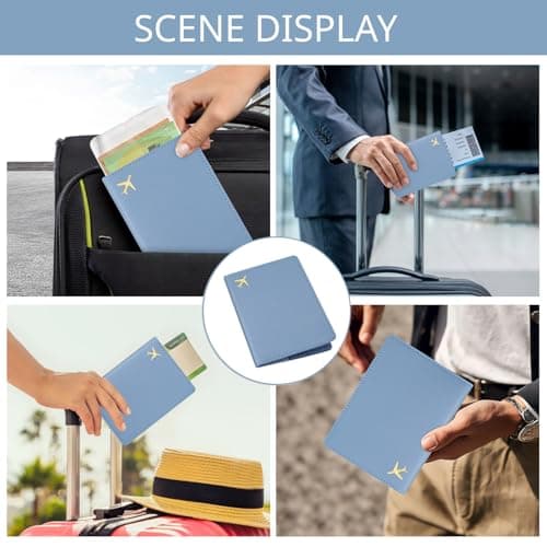 ILIYAH PU Leather Passport Holder Cover for Women Men Credit Cards Boarding Passes Travel Wallet Case(Haze Blue) — view 5