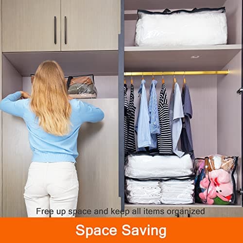 Vieshful 3 Pack Clear Comforter Storage Bag, 40L Clothes Storage Bag with Zipper Closet Organizer, Plastic Storage Containers Moving bags for Comforter, Blanket, Bedding, Duvet, Toys — view 5