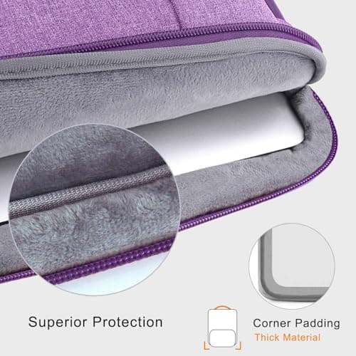Voova Laptop Sleeve 13-14 Inch, Waterproof Case with Pouch, Lavender — view 5