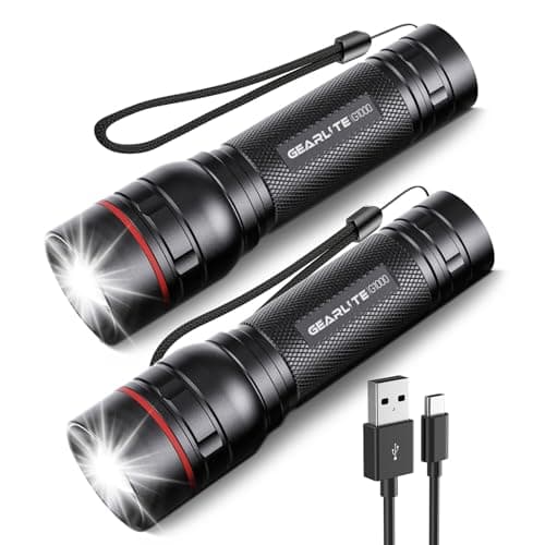 LED Torch Rechargeable 2 Pack, 2000LM Super Bright Adjustable Focus Torches