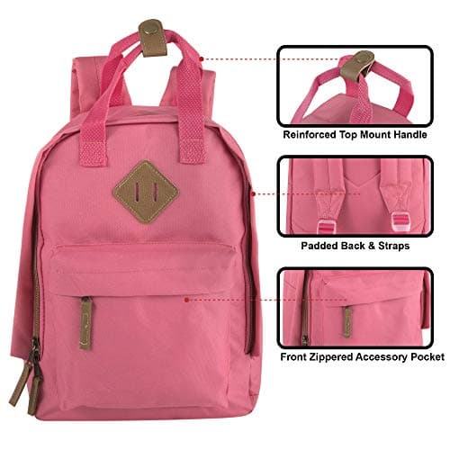 MADISON & DAKOTA Canvas Mini Backpack for Everyday & Day Pack Rucksack in Solid Color Blocks, Black, S, Rucksack Backpacks — view 2