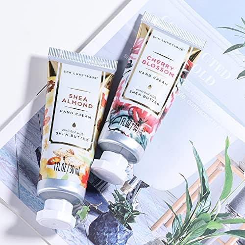 Hand Cream Set-Spa Luxetique Hand Cream 6x30ml Shea Butter Hand Moisturiser, Mini Hand Cream for Very Dry Hands with Vitamin E,Natural Aloe Valentine's Day Mothers Day Gifts for Women Christmas — view 6