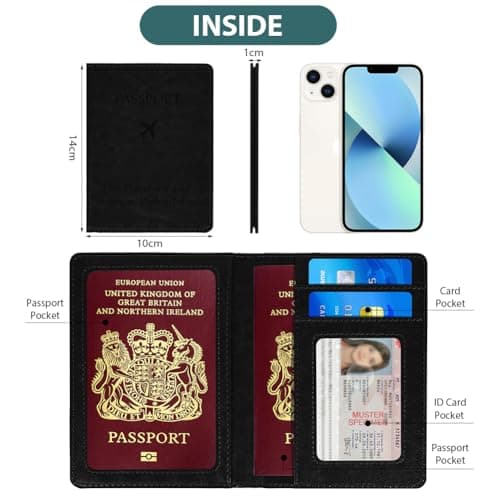 OFFCUP Passport Holder Cover, PU Leather RFID Blocking Passport Cover — view 2