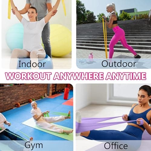 Resistance Band Set, Exercise Bands with 3 Different Resistance Levels, Long Resistance Bands Set For Women/Men, Ideal for Strength Training, Yoga, Gym, Pilates (1.8m*15cm) — view 6