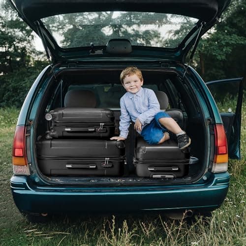 Karl home Lightweight Suitcase Set ABS Hard Shell Luggage, 3-Piece Black — view 6