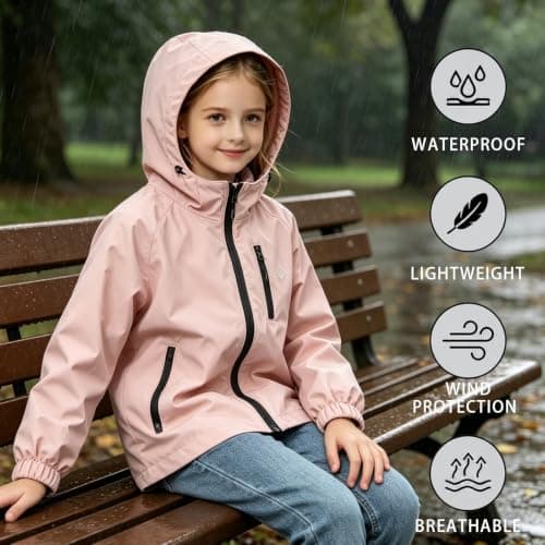 Kioeok Boys Girls Waterproof Jacket Lightweight Kids Rain Coats — view 5