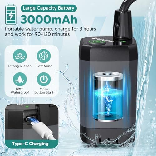 Portable Shower for Camping, Rechargeable, Outdoor Electric Shower Kit — view 5