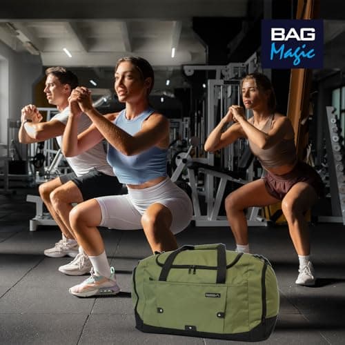 Medium Sports Holdall 40L – 52x31x25cm Gym Bag, Travel Duffle Bag with Shoulder Strap – Lightweight Carry-On Cabin Luggage for Men & Women - Khaki — view 6