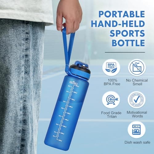 SEASEVEN Sports 1L Water Bottle with Straw for Gym,Office(Blue) — view 6