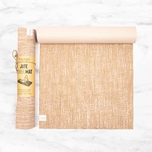 Myga Jute Yoga Mat - Non Slip Exercise Mat for Yoga, Pilates, Meditation and Fitness - Eco Friendly Yoga Mat for Men and Women - Ideal for Home, Gym & Travel - White — view 2