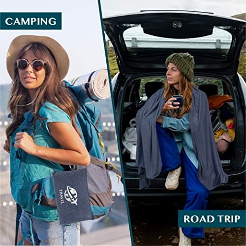 PAVILIA Travel Blanket Compact, Airplane Packable Bag, Soft Fleece Portable Throw Pillow Combo Set, Plane Flight Car Trips Essentials Gift Accessories, Luggage Backpack Clip, Navy Blue, 65 x 40 inch — view 4