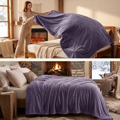 Aisbo Lavender Throws Blanket for Sofas - Bed Throw King Size Fluffy Purple Blanket Fleece, Warm Soft Flannel Blanket for Couch, 200x240cm — view 5