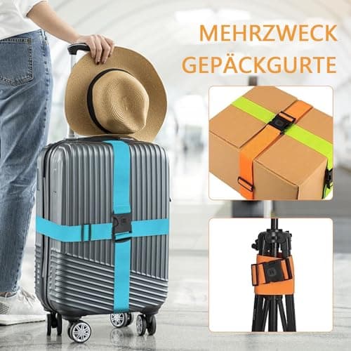 Set of 4 Luggage Straps for Travel Suitcase Luggage Strap Set (Orange + Blue + Green + Pink) — view 5
