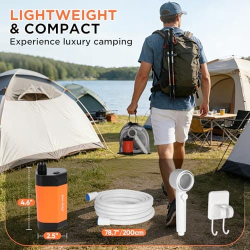 Ann Katy Portable Camping Shower Outdoor Camp Shower Pump,Upgrade Rechargeable Electric Shower Pump with Intelligent Digital Display Multiple Spray Modes for Camping, Hiking, Traveling,RV — view 6