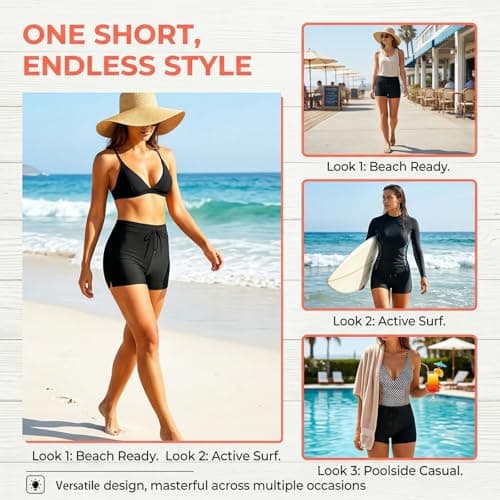 2-Piece Swim Shorts Women & Waterproof Phone Pouch, 5" High Waisted Swimming, womens swim shorts Custom Tummy Control, womens Board Beach Surfing Quick Dry Shorts (UK, Alpha, S, Regular, Regular) — view 6