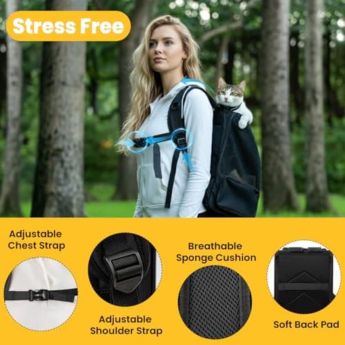 Conlun Cat Backpack Carrier for Small Dogs and Cats Fit Up to 7kg,Small Dog Backpack,Expandable & Foldable with 3-Side Mesh Windows,Pet Carrier for Travel & Hiking Friendly,Black — view 4