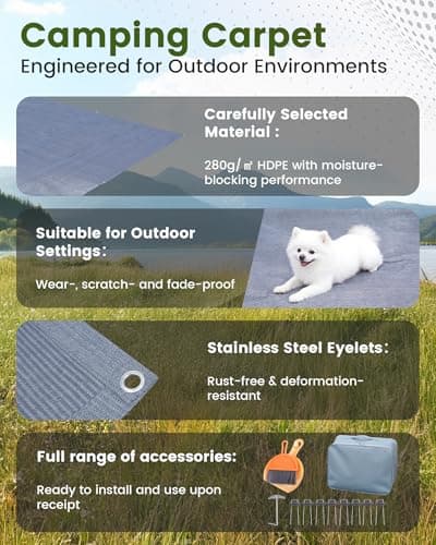 Ezcasch Breathable Awning Carpet 3x5m, 280g/m² Camping Tent Groundsheet — view 3