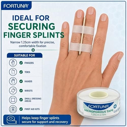 Fortuna Microporous Tape 1.25cm x 5m, White Hypoallergenic Surgical Adhesive Dressing Tape, Breathable Non Woven Medical First Aid Tape for Securing Dressings, Bandages, Gauze & Devices — view 4