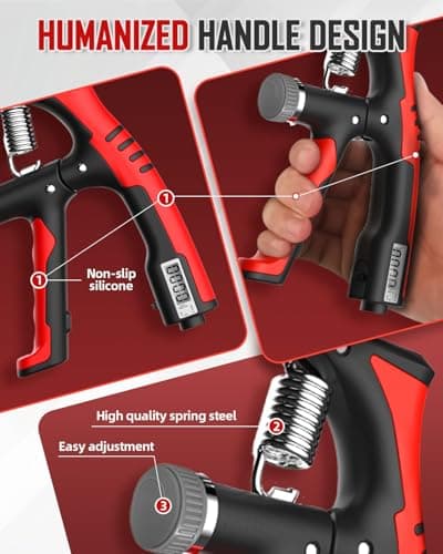 Lorrtta Grip Strengthener Set with Digital, Hand Grip Strengthener 10-100kg Forearm Strengthener Finger 5 Pack Adjustable Resistance Hand Gripper for Improved Hand Exerciser and Hand Injury Recovery — view 3