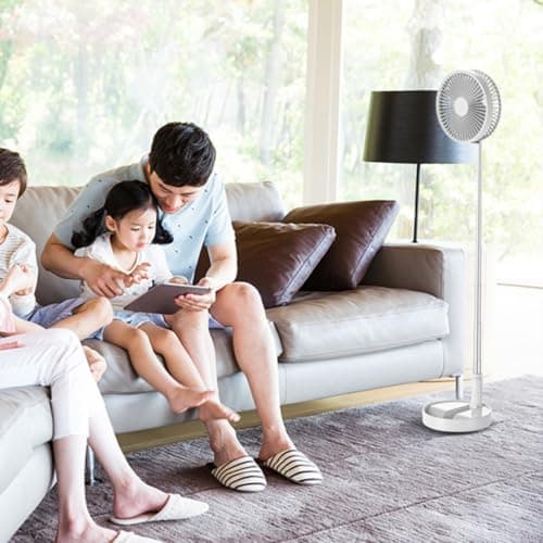 Portable Foldable Fan, 3-in-1 Rechargeable Pedestal & Desk Fan, 7200mAh Battery, Foldable Standing Fan, 39" Height Adjustable, 4 Speeds Quiet Telescopic Fan, USB Cordless Fan for Home, Camping (Pink) — view 5