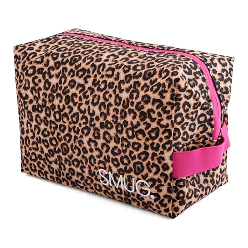 SMUG Wash Bag | Waterproof Travel Toiletry Bags for Travelling, Gym, Shower, Shaving, Toiletries, Cosmetics & Makeup Bag | Large Washbag for Men & Women | Stylish, Spacious & Easy to Clean | Leopard