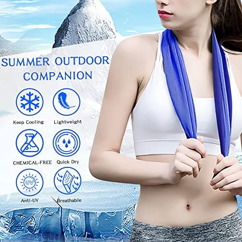 YORFULL Cooling Towels for Neck,Quick Drying Ice Towel Instant Cooling Relief,Soft Breathable Chilly Towel for Gym,Golf,Yoga,Camping,Running, Workout,and More Activities Blue — view 2