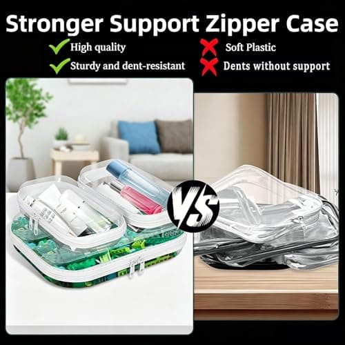2 Pack Clear Toy Storage Bags – Waterproof Hard Case Zipper Pouches, Double Zipper Organizer for Blocks Puzzles Board Games, Travel Makeup or Cables (Small & Medium Combo) — view 4