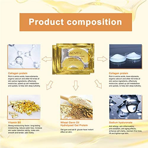 Premium Crystal 24K Gold Powder Gel Collagen Eye Mask 25 Pairs, Eye Treatment Masks for Women and Men, Moisturiser, Anti Aging, Anti Wrinkle, Remove Eye Bags, Dark Circles, Puffy Eyes — view 5