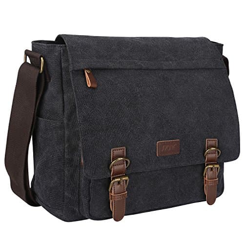 S-ZONE Men's Messenger Bag Crossbody Shoulder 14-17.3Inch Laptop Vintage Canvas Briefcase Satchel for Work School Traveling Daily Use Multiple Pocket