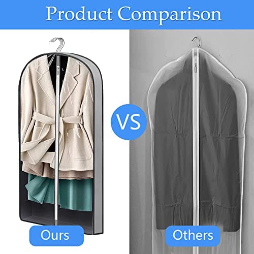laeeyin Garment bags Suit cover bags for hanging clothes 100cm, Moth Proof Dress Bag Covers Damp-proof Suit Storage Bag Clothes, Plastic Protector for Jacket, Coat, Sweater, Shirts 3 Packs (Grey) — view 6