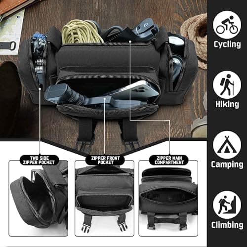 Tactical Duffel Bags for Men, 3P Military Molle Waist Fanny Packs EDC Utility Pouch Crossbody with Shoulder Strap Hand Carry — view 3