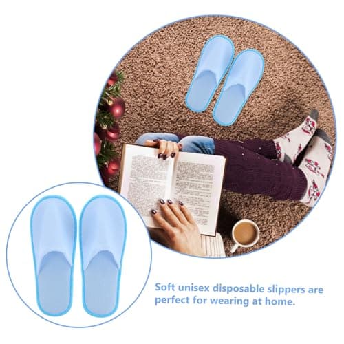 TOPPERFUN Disposable Guest Slippers 10 Pairs Light Blue Brushed Hotel Set — view 5