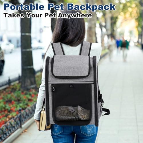 Cat Backpack Carrier, Expandable Cat Rucksack, Super Ventilated Cat Bag,Pet Carrier Backpack for Traveling,Hiking, Camping Up to 18 Lbs Capacity, Multipurpose Pet Carrier for Large Cats — view 4