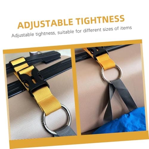 Healeved 2pcs Adjustable Double Luggage Straps with Buckle Elastic Suitcase Belt for Travel Break Resistant Webbing with Spring Ring Yellow Travel Packing Straps for Business and Leisure — view 6