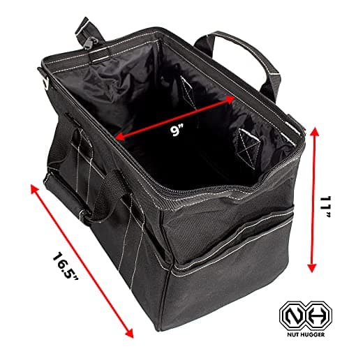 Nut Hugger Heavy-Duty Tool Bag with 24 Pockets, Large Jumbo Multi Tool Tote Carrier Caddy for Framer, Woodworker, Electrician, Mechanic, Maintenance on Job Sites, Wide Mouth 16 inch — view 6