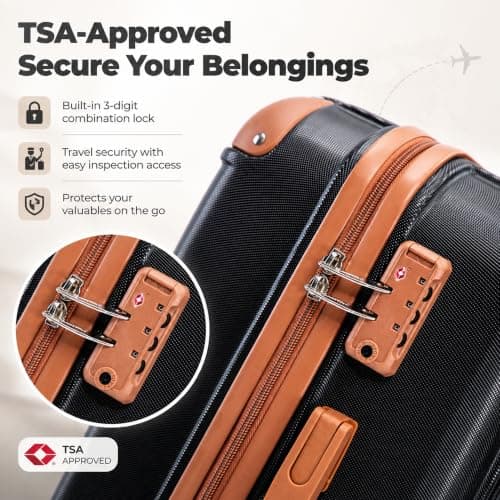 CONCEPTEN Luggage Sets Hard Shell Suitcases with Wheels, Black, Hardside — view 3