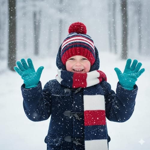 M&A PEAKS Kids Magic Gloves 6/12 Pairs, Boys & Girls Winter Soft Warm Full Finger Cozy Stretch Knit Cold Weather Gloves For School, Cycling, Outdoor Play & Travel Age 4–10, (Pack Of 6 - Assorted) — view 6