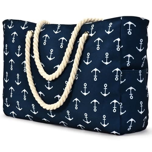 oscaurt Waterproof Beach Bag Large Beach Tote Bag with zip Travel Essential for Swimming Shopping Gym Vacation Lightweight Shoulder Handbags Carryall