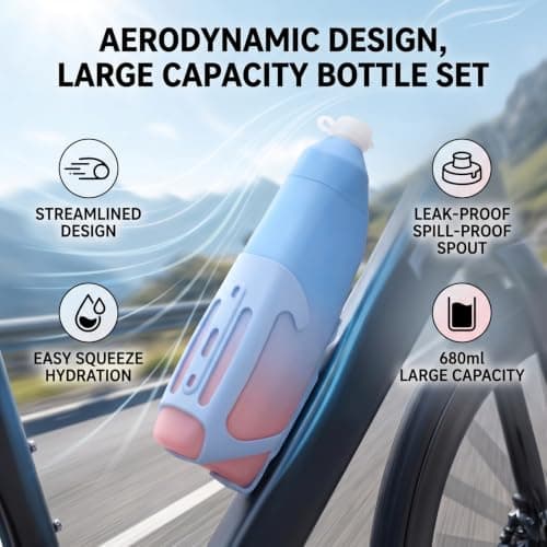 PUSOKEI Water Bottle Cage Set 680ml Aerodynamic Hydration — view 3