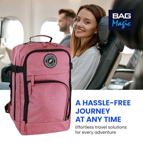 Bordlite Ryanair 40x20x25cm Underseat Cabin Backpack with Memory Foam Neck Pillow – Airline Approved Carry On Travel Bag for Ryanair, EasyJet & Jet2 – Lightweight Cabin Rucksack - Pink — view 5