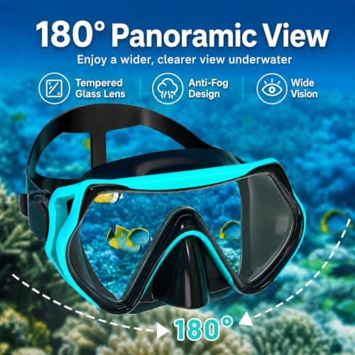 Adult Snorkelling Set with Dry Top Snorkel, Anti-Fog Tempered Glass Mask — view 2